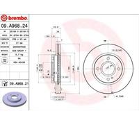 2x BREMBO 09.A968.24 Disque de frein Avant pour FORD Fiesta Mk6 Kastenwagen