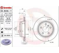 2x BREMBO 09.B338.11 Disque de frein Arrière pour BMW 3 Touring (F31) 3 GT (F34)