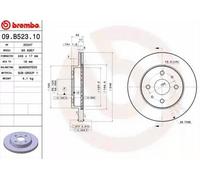 2x BREMBO 09.B523.10 Disque de frein Avant pour TOYOTA bB II (QNC2) 246mm