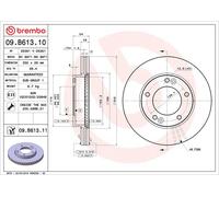2x BREMBO 09.B613.11 Disque de frein Avant pour KIA SORENTO I (JC) 302mm