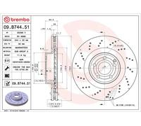 2x BREMBO 09.B744.51 Disque de frein Avant 344mm