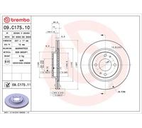 2x BREMBO 09.C175.11 Disque de frein Avant convient pour PEUGEOT iOn Schrägheck