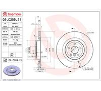 2x BREMBO 09.C209.21 Coated Disc Line Disque de frein pour JAGUAR XE (X760)