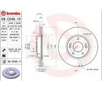 2x BREMBO 09.C249.11 Disque de frein Avant pour HYUNDAI Kona (OS) 280mm