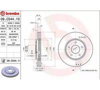 2x BREMBO 09.C544.11 Disque de frein Avant pour NISSAN NV200 / Evalia Bus LEAF