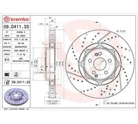 2x BREMBO 09.D411.33 Disque de frein Arrière 370mm