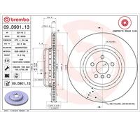 2x BREMBO 09.D901.13 Disque de frein Arrière pour BMW X5 (G05) 7 (G11, G12)