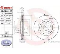 2x BREMBO 09.N264.11 Disque de frein Avant convient pour PEUGEOT 4008 SUV 294mm