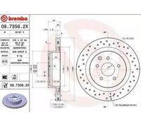 2x Disque de frein perforé/ventilé de l'intérieur 09.7356.2X BREMBO pour NISSAN