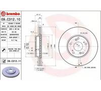2x BREMBO Disque de frein Avant pour HONDA CIVIC IX (FK) 280mm 09.C312.11