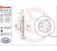 2x BREMBO Disque de frein Avant pour KIA RIO III (UB) 256mm 09.C173.11