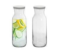 2x Brocca verre et carafes Couvercles silicone Decanter eau Thé glacé 1,2 litre
