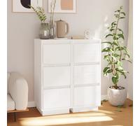 2x Buffets Blanc 32x34x75 cm Bois Massif de Pin Armoires de Rangement vidaXL
