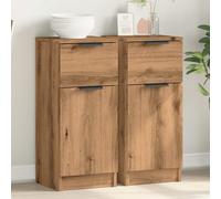 2x Buffets Chêne Fumé 30x30x70 cm Bois d'Ingénierie Armoires Rangement vidaXL