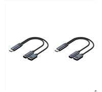 2X Câble Adaptateur USB C OTG 2 en 1 Type C Vers USB A avec Port de Charge PD pour Smartphone, Ordinateur Portable, Tablette, Gris