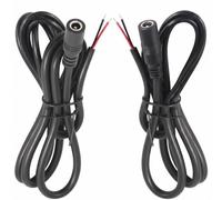 2X Câble Alimentation CC 5,5x2,1mm Femelle DC5521 15A 12V vers Fil Nu 1m | Lot de 2 câbles alimentation CC 5,5x2,1 mm femelle vers fil nu de 1m. Supporte courant 15A 12V pour divers projets.