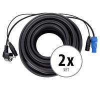 Pronomic Stage EUPPX-20 Câble Hybride Euro/Powerplug/XLR Lot de 2, 2,5 m - Alimentation et signal pour enceintes actives, compatible Powercon/Schuko, couleur noire.