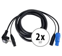 2x Cable Audio Hybride XLR Speakon Alimentation Enceinte Haut-Parleur PA 10m Set