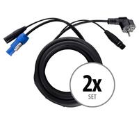 Pronomic Stage EUPPX-2.5 Câble hybride Euro/Powerplug/XLR 2x 2,5 m pour enceintes actives, alimentation et signal dans un câble, Powercon compatible Schuko, noir.