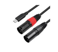 2X Câble Audio Stéréo USB Type C Mâle Vers 2 XLR Mâles 32 Bits/384 KHz pour Smartphones et Ordinateurs Portables 3 Mètres