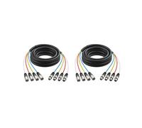 2X Câble Multipaire XLR 4 Canaux Mâle-Femelle de 2 M avec Connecteurs de Couleur pour Microphone Professionnel, Scène, Studio et Live