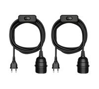 2x câble textile LEKA fiche interrupteur noir 3 m douille de lampe 1x E27 max.