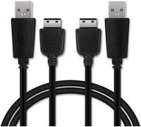 2X Câble USB Transfert de données et Charge de 1m Compatible avec Samsung PCBS10 GT-S5230/GT-E1200/GT E1190/GT-E1150/GT-E1050 18 Pin Connector vers USB A 2.0 Noir Fil en