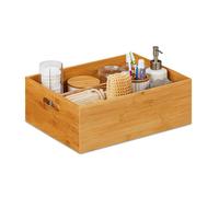 Relaxdays 2X Caisse de Rangement Bambou, Solide, boîte sans Couvercle, H x L x P : 40 x 30 x 14 cm, Salle de Bain, Cuisine, Nature