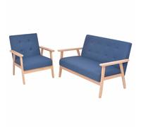 2x Canapé Tissu Bleu Canapé de Salon Mobilier de Salon Sofa Meubles vidaXL