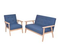 2x Canapé Tissu Bleu Canapé de Salon Mobilier de Salon Sofa Meubles vidaXL
