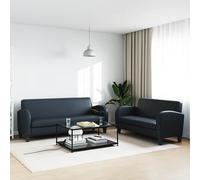 2x Canapés Cuir Synthétique Noir Ensemble Sofa de Salon Chambre Repos vidaXL