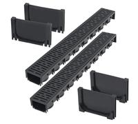 2x Caniveau de Drainage avec Grille Plastique 2 m Canal de Drain vidaXL