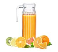 2x Carafe avec couvercle, cruche 1 litre, pichet en verre, jus, thé glacé, avec anse, filtre, transparent