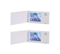 2X Carte de Voeux Vidéo Blanche D'Anniversaire de 2,4 Pouces 128 Mo LCD Invitation Cadeau Musique Carte de Voeux Télécharger la Vidéo LCD Carte de