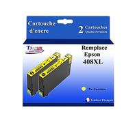 T3AZUR - 2X Cartouches compatibles avec Epson Workforce Pro WF-C4810DTWF, 408, 408L, 408XL - Jaune