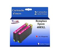 T3AZUR - 2X Cartouches compatibles avec Epson Workforce Pro WF-C4810DTWF, 408, 408L, 408XL - Magenta