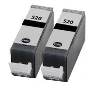 2x Cartouches D'encre Compatibles - Avec Puce Pour Remplacer Pgi-520bk - Black Pour Canon/Pixma Ip3600 Ip4600 Mp540 Mp620 Mp630 Mp980 Mx860 Ip4700 Mp550 Mp560 Mp640 Mp990 Mx870