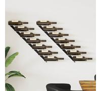 vidaXL Casiers à bouteilles muraux pour 14 bouteilles 2 pcs Noir Métal