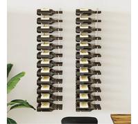 vidaXL 2X Casiers à Vin Muraux pour 36 Bouteilles Etagères de Stockage Etagères à Boisson Porte-Bouteilles Casiers de Stockage de Whisky Doré Fer