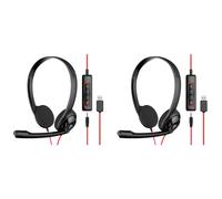 2X Casque USB avec Microphone Antibruit pour Ordinateur Portable , Casque de Centre D'Appels de Bureau Filaire Sur L'Oreille pour Boom