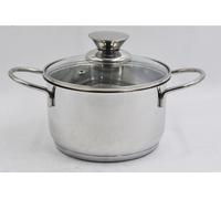 2x casserole Naples argent 16cm 1,5L avec couvercle en verre, EDS, pour cuisiner et rôtir, casseroles pour soupes ou viande, approprié pour cuisinière et four, cuisines
