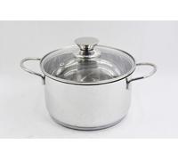 2x casserole Naples argent 24cm avec couvercle en verre, EDS, pour cuisiner et rôtir, casseroles pour soupes ou viande, approprié pour la cuisinière et le four, pour cuisines