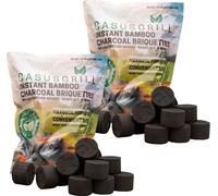 2x CASUSGRILL Briquettes de charbon de bois pour barbecue en bambou matériaux naturels Briquettes pour barbecue