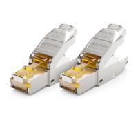 2x CAT 7 Network Socket RJ45 Toolless Shielded 10Gbps 600MHz Network Socket for Rigid Installation Cables Raw RJ45 Ethernet LAN DSL Patch Cable