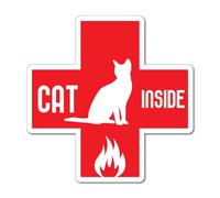 2X Cat Inside Fire Emergency Sticker Decal Stickers Pet Art Laptop