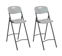 2x Chaise de Bar Pliante HDPE Blanc Bistrot Jardain Tabouret de Bar vidaXL