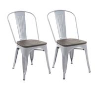 2x Chaise De Bistro Hwc-A73, Avec Siège En Bois, Chaise Empilable, Métal, Design Industriel Gris Multicolore