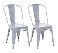 2x chaise de bistro HWC-A73, chaise empilable, métal, design industriel gris