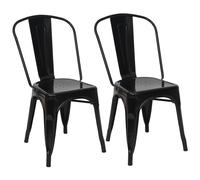 2x chaise de bistro HWC-A73, chaise empilable, métal, design industriel noir
