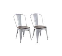 2x Chaise De Bistro Hwc-A73, Avec Siège En Bois, Chaise Empilable, Métal, Design Industriel Gris Multicolore